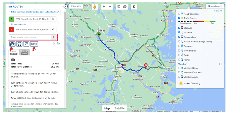 Creating and saving Route