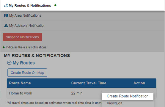 Creating an notification for your Route