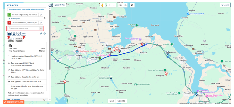 Creating and saving Route