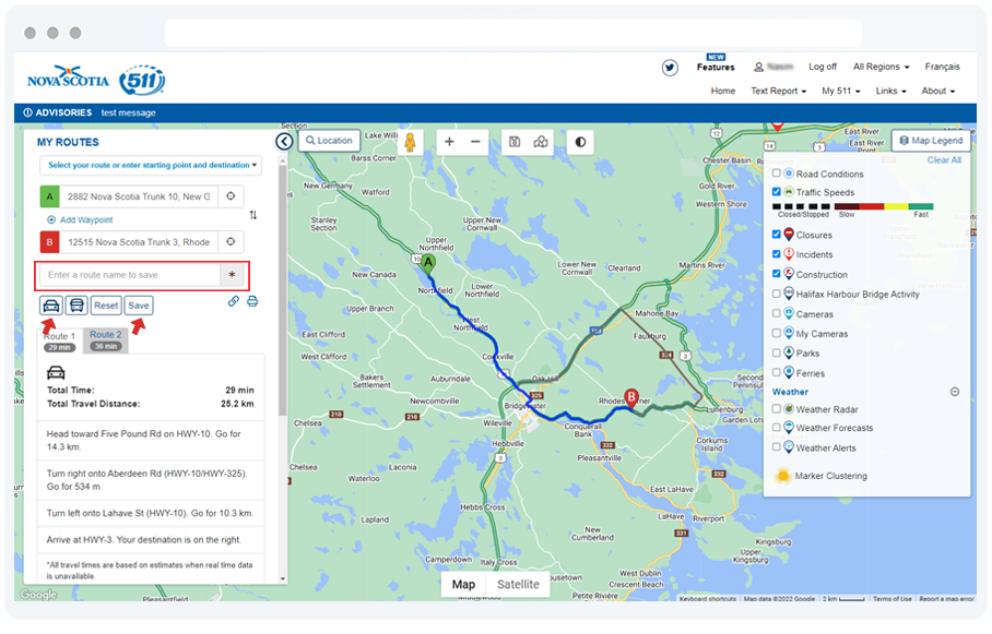 Creating and saving Route