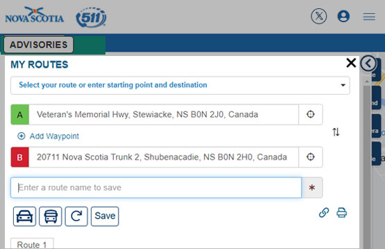 Creating and saving customized route